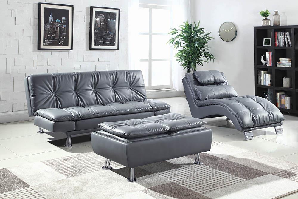 Dilleston Tufted Back Upholstered Sofa Bed Grey - U&U Home Budget Furniture (Carteret, NJ)