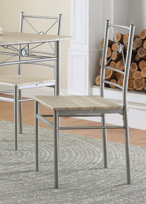 Anna Fontana 5-piece Rectangular Dining Set Brushed Silver - U&U Home Budget Furniture (Carteret, NJ)