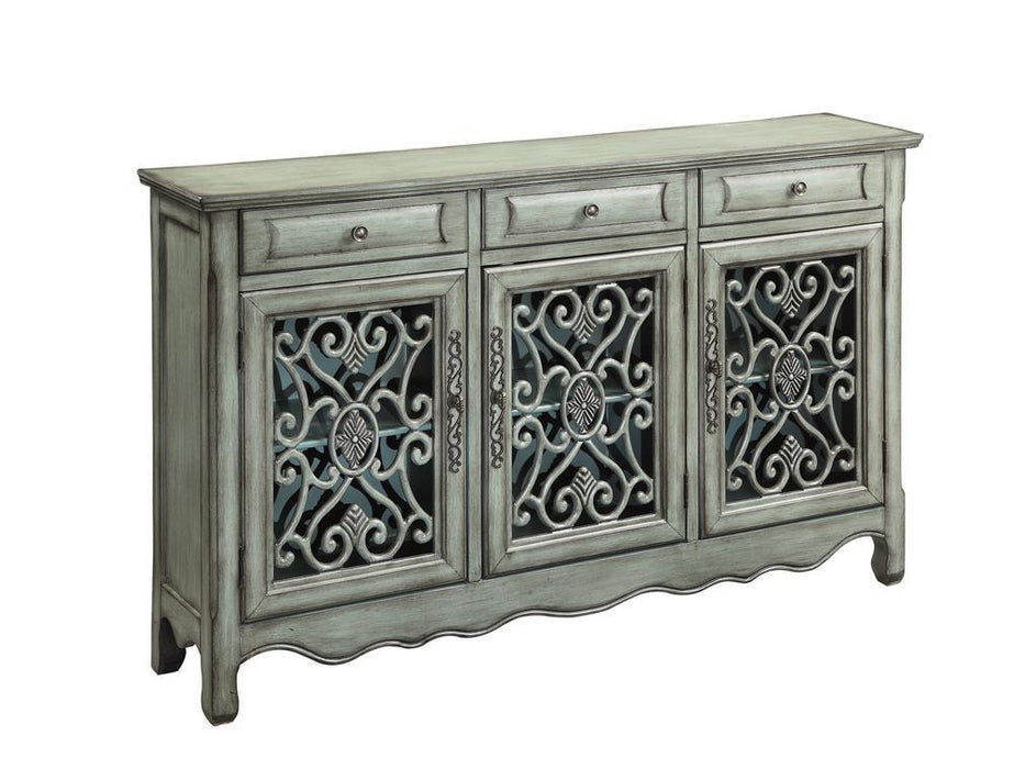 Madeline 3-door Accent Cabinet Antique Green - U&U Home Budget Furniture (Carteret, NJ)