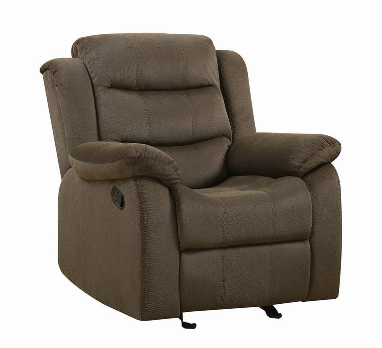 Rodman Upholstered Glider Recliner Chocolate - U&U Home Budget Furniture (Carteret, NJ)
