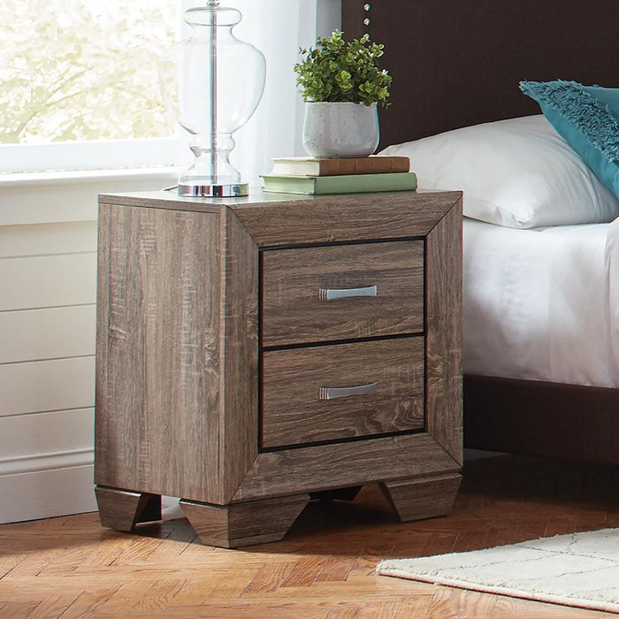Kauffman 2-drawer Nightstand Washed Taupe - U&U Home Budget Furniture (Carteret, NJ)