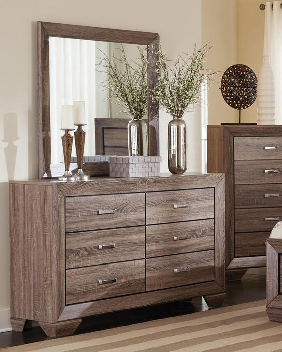 Kauffman 6-drawer Dresser Washed Taupe - U&U Home Budget Furniture (Carteret, NJ)