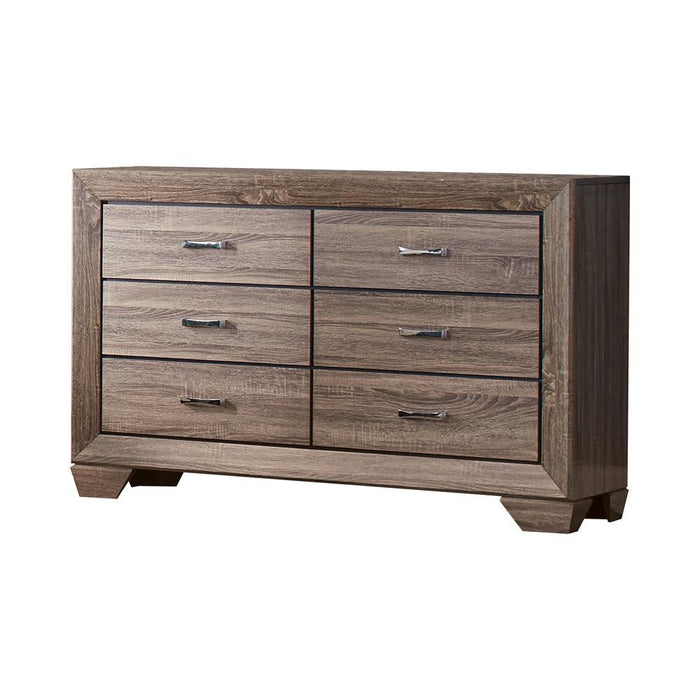 Kauffman 6-drawer Dresser Washed Taupe - U&U Home Budget Furniture (Carteret, NJ)