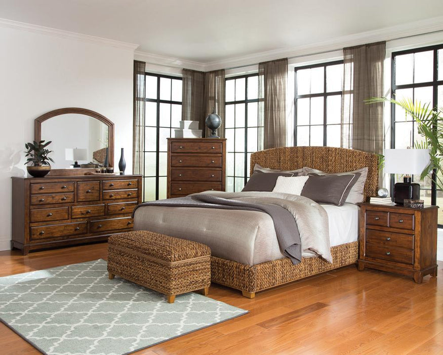 Laughton Hand-Woven Banana Leaf California King, E.King, & Queen Bed Amber - U&U Home Budget Furniture (Carteret, NJ)