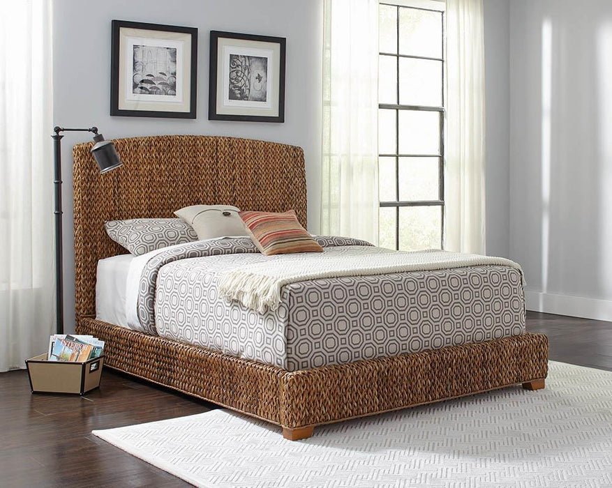 Laughton Hand-Woven Banana Leaf California King, E.King, & Queen Bed Amber - U&U Home Budget Furniture (Carteret, NJ)