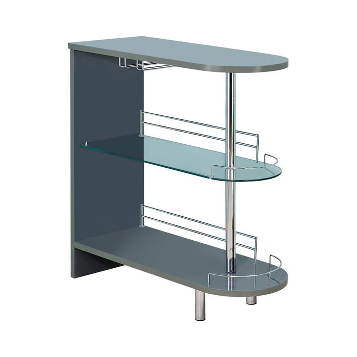 Adolfo 3-tier Bar Table Glossy Grey and Clear - U&U Home Budget Furniture (Carteret, NJ)