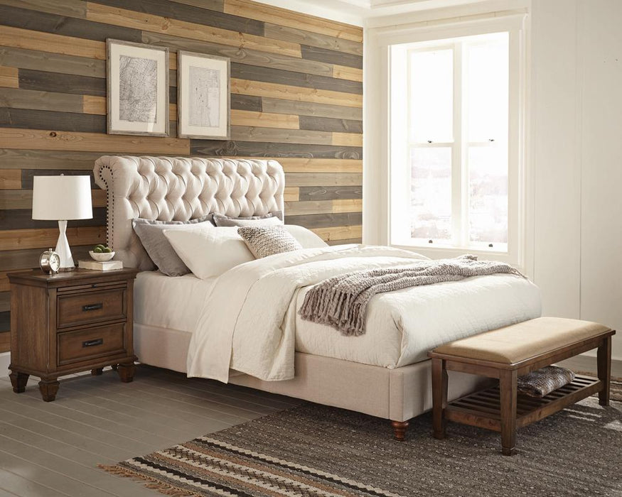Devon Tufted Upholstered California King, Eastren King, & Queen Bed Beige - U&U Home Budget Furniture (Carteret, NJ)