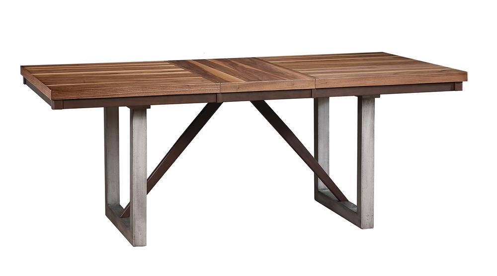 Spring Creek Dining Table with Extension Leaf Natural Walnut - U&U Home Budget Furniture (Carteret, NJ)