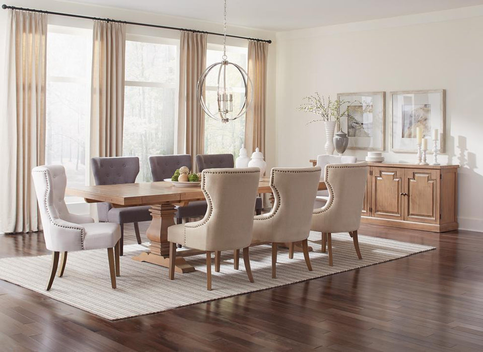 Florence Double Pedestal Dining Table Rustic Smoke - U&U Home Budget Furniture (Carteret, NJ)