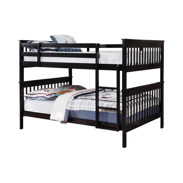 Chapman Full Over Full & Twin Over Full Bunk Bed Black & White - U&U Home Budget Furniture (Carteret, NJ)