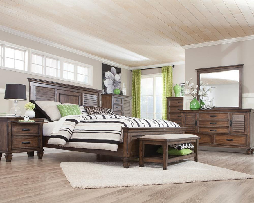 Franco Eastern King & Queen Panel Bed Antique White & Oak - U&U Home Budget Furniture (Carteret, NJ)