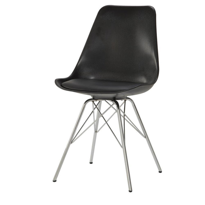 Juniper Armless Dining Chairs Black and Chrome (Set of 2) - U&U Home Budget Furniture (Carteret, NJ)