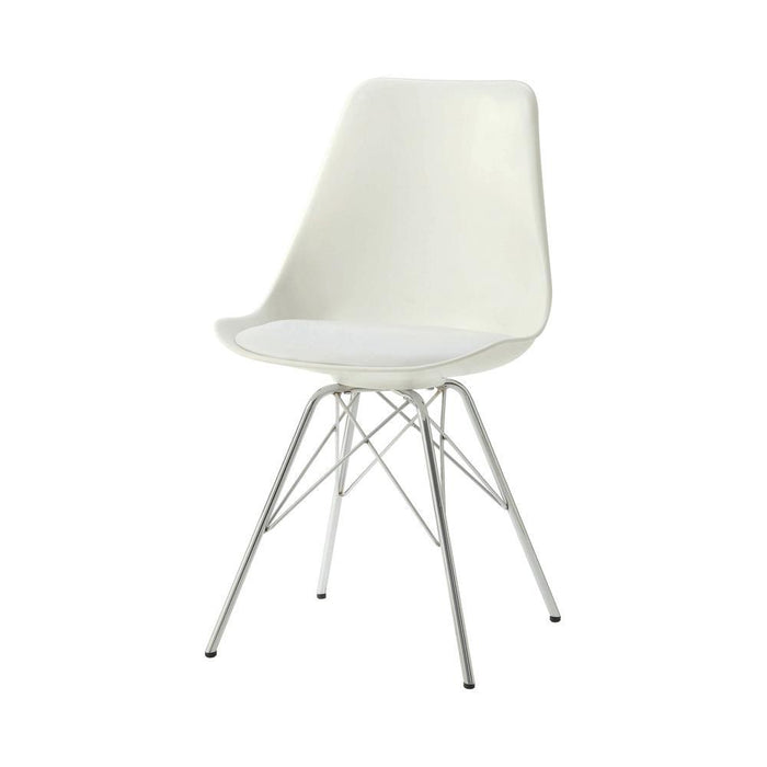 Juniper Armless Dining Chairs White and Chrome (Set of 2) - U&U Home Budget Furniture (Carteret, NJ)