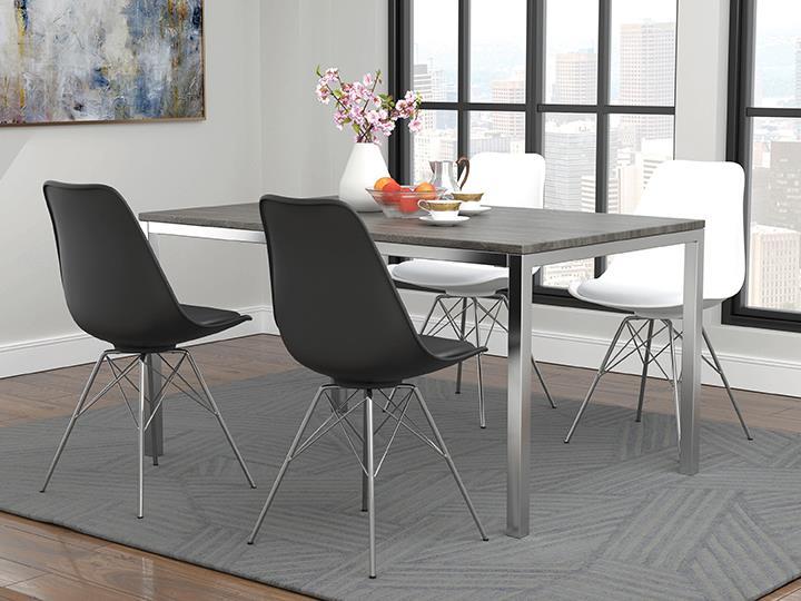 Juniper Armless Dining Chairs White and Chrome (Set of 2) - U&U Home Budget Furniture (Carteret, NJ)
