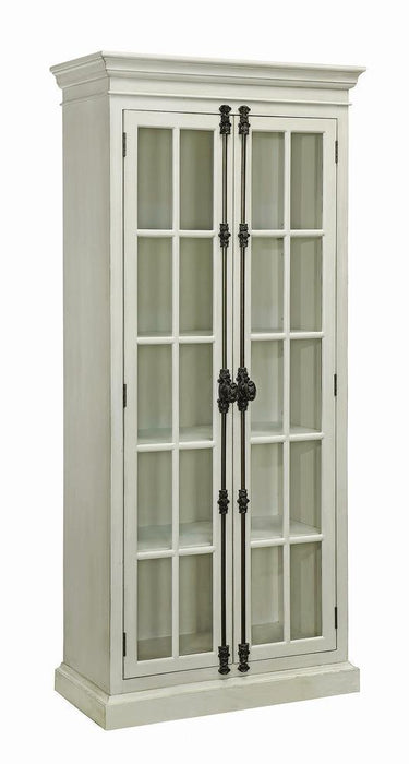 Toni 2-door Tall Cabinet Antique White - U&U Home Budget Furniture (Carteret, NJ)