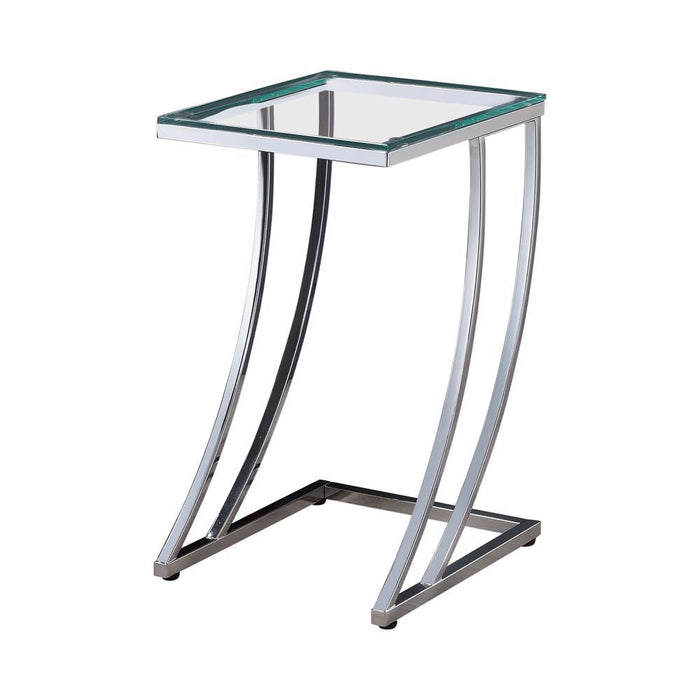 Cayden Rectangular Top Accent Table Chrome and Clear - U&U Home Budget Furniture (Carteret, NJ)
