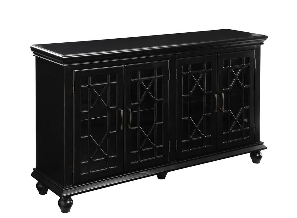 Kovu 4-door Accent Cabinet Black - U&U Home Budget Furniture (Carteret, NJ)