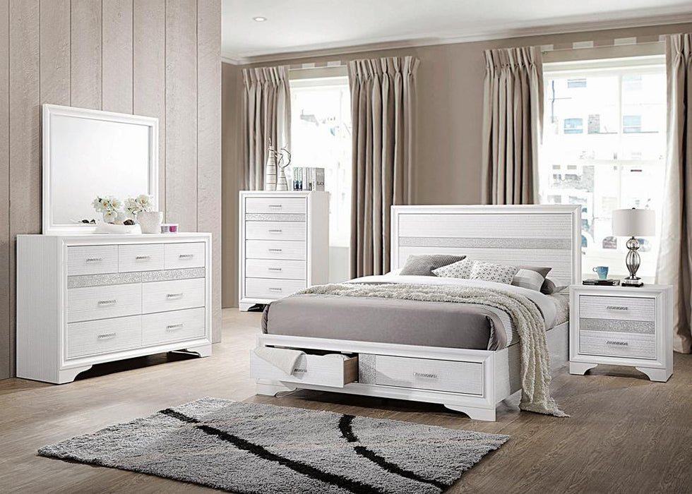 Miranda California King. E.King, & Queen 2-drawer Storage Bed Black & White - U&U Home Budget Furniture (Carteret, NJ)