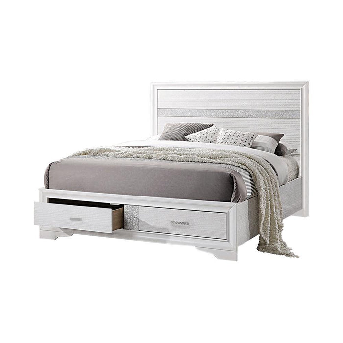 Miranda California King. E.King, & Queen 2-drawer Storage Bed Black & White - U&U Home Budget Furniture (Carteret, NJ)