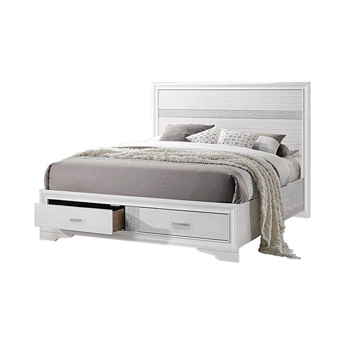 Miranda California King. E.King, & Queen 2-drawer Storage Bed Black & White - U&U Home Budget Furniture (Carteret, NJ)