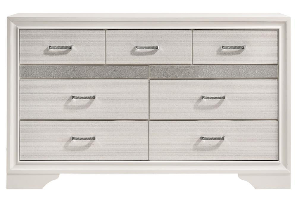 Miranda 7-drawer Dresser White and Rhinestone - U&U Home Budget Furniture (Carteret, NJ)