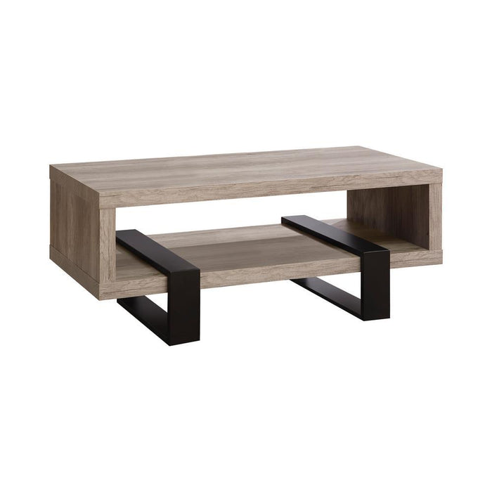 Dinard Coffee Table with Shelf Grey Driftwood - U&U Home Budget Furniture (Carteret, NJ)
