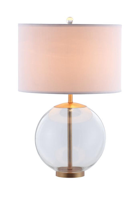 Kenny Drum Shade Table Lamp with Glass Base White - U&U Home Budget Furniture (Carteret, NJ)
