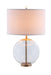 Kenny Drum Shade Table Lamp with Glass Base White - U&U Home Budget Furniture (Carteret, NJ)
