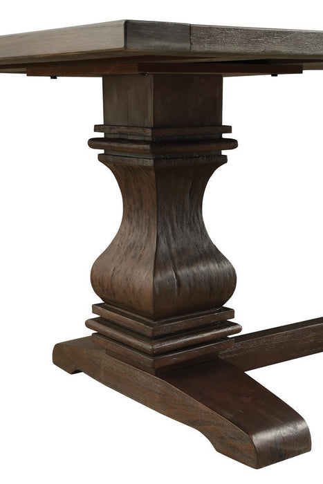 Parkins Double Pedestals Dining Table Rustic Espresso - U&U Home Budget Furniture (Carteret, NJ)
