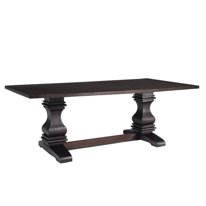 Parkins Double Pedestals Dining Table Rustic Espresso - U&U Home Budget Furniture (Carteret, NJ)