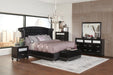 Barzini California King, E.King, & Queen Tufted Upholstered Bed Black - U&U Home Budget Furniture (Carteret, NJ)