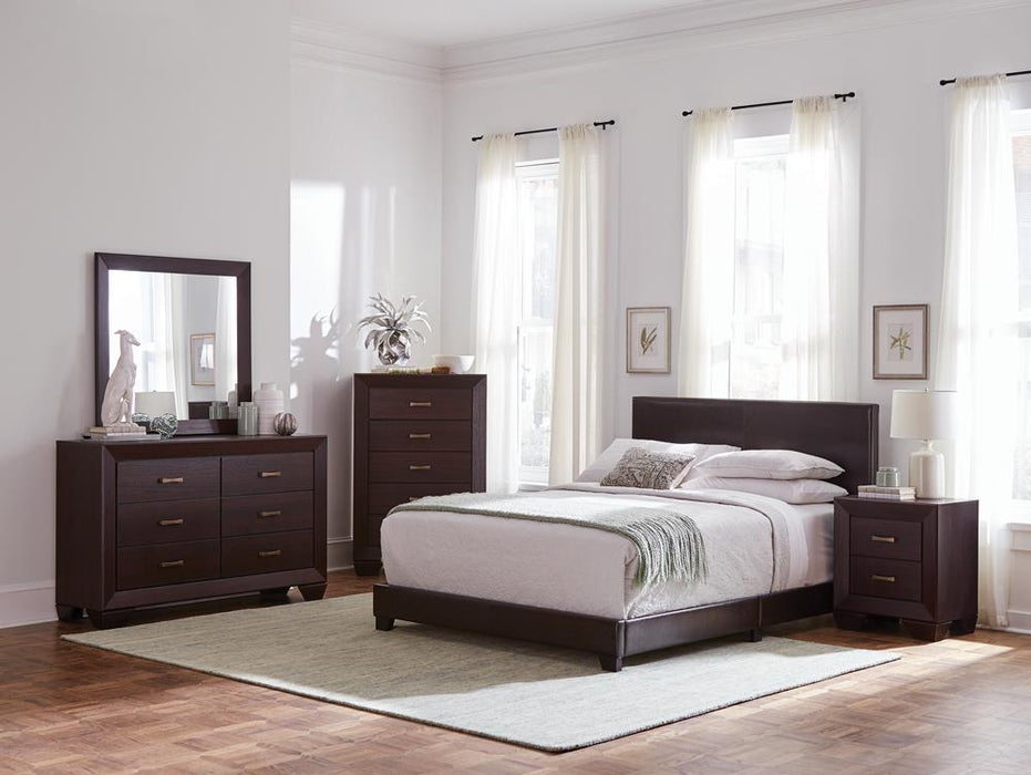 Dorian Upholstered California King, E.King, & Queen Bed Black, Brown, & Grey - U&U Home Budget Furniture (Carteret, NJ)