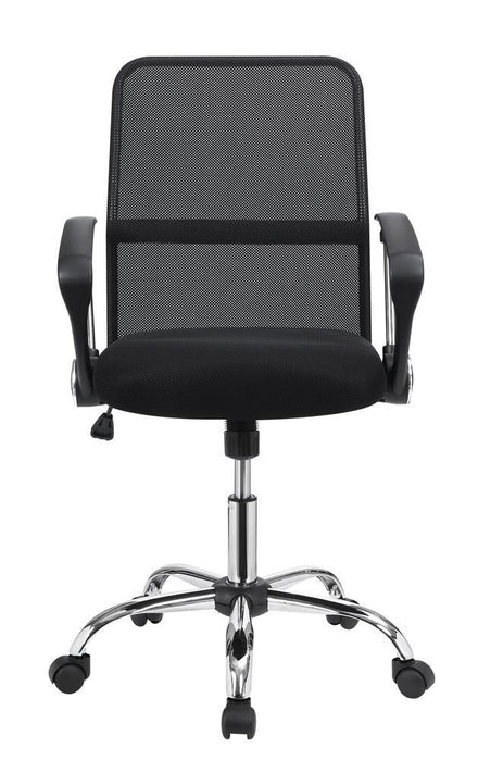 Gerta Office Chair with Mesh Backrest Black and Chrome - U&U Home Budget Furniture (Carteret, NJ)