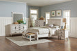 Franco Eastern King & Queen Panel Bed Antique White & Oak - U&U Home Budget Furniture (Carteret, NJ)