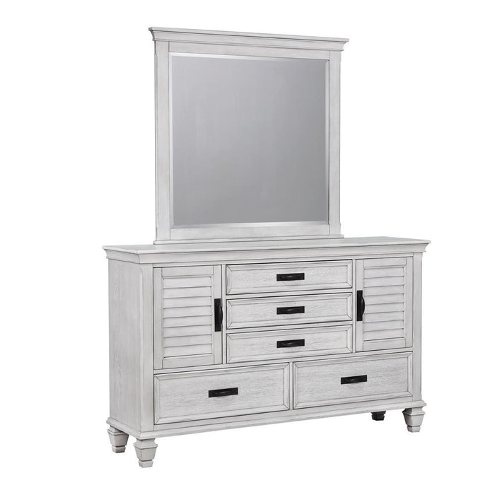 Franco Rectangular Dresser Mirror Antique White - U&U Home Budget Furniture (Carteret, NJ)