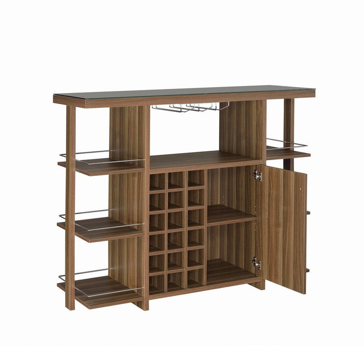 Evelio Bar Unit with Wine Bottle Storage Walnut - U&U Home Budget Furniture (Carteret, NJ)