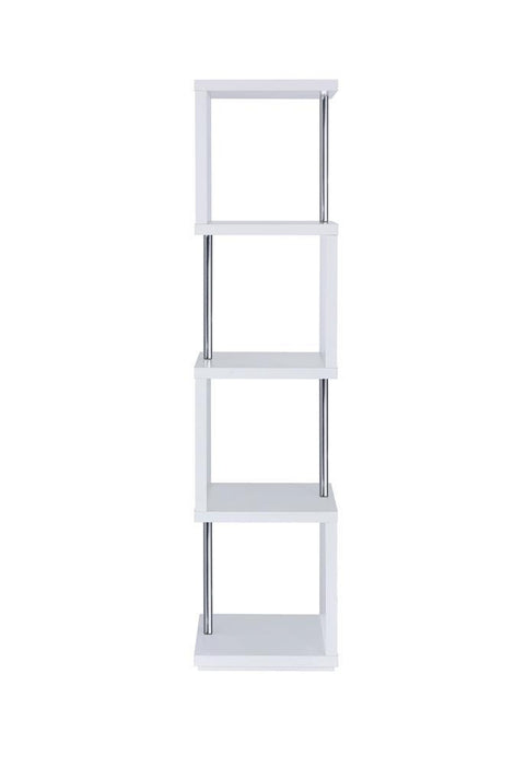 Baxter 4-shelf Bookcase White and Chrome - U&U Home Budget Furniture (Carteret, NJ)