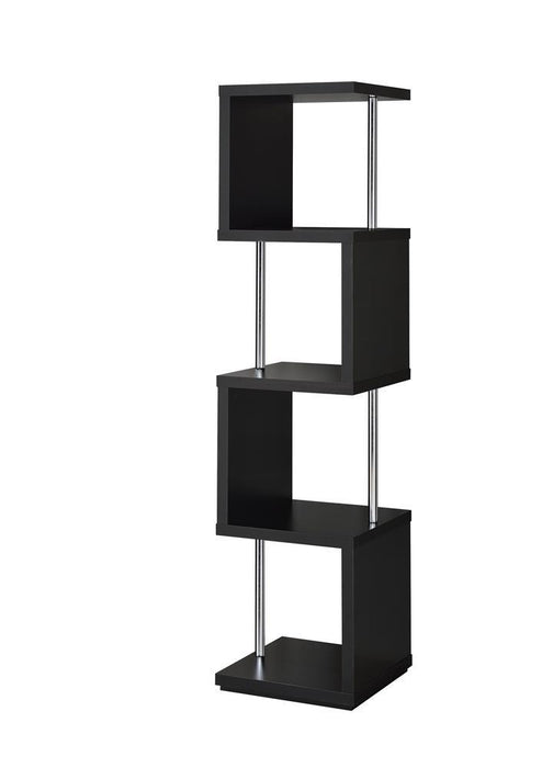 Baxter 4-shelf Bookcase Black and Chrome - U&U Home Budget Furniture (Carteret, NJ)