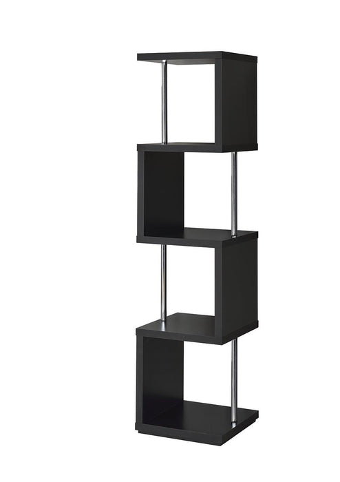Baxter 4-shelf Bookcase Black and Chrome - U&U Home Budget Furniture (Carteret, NJ)