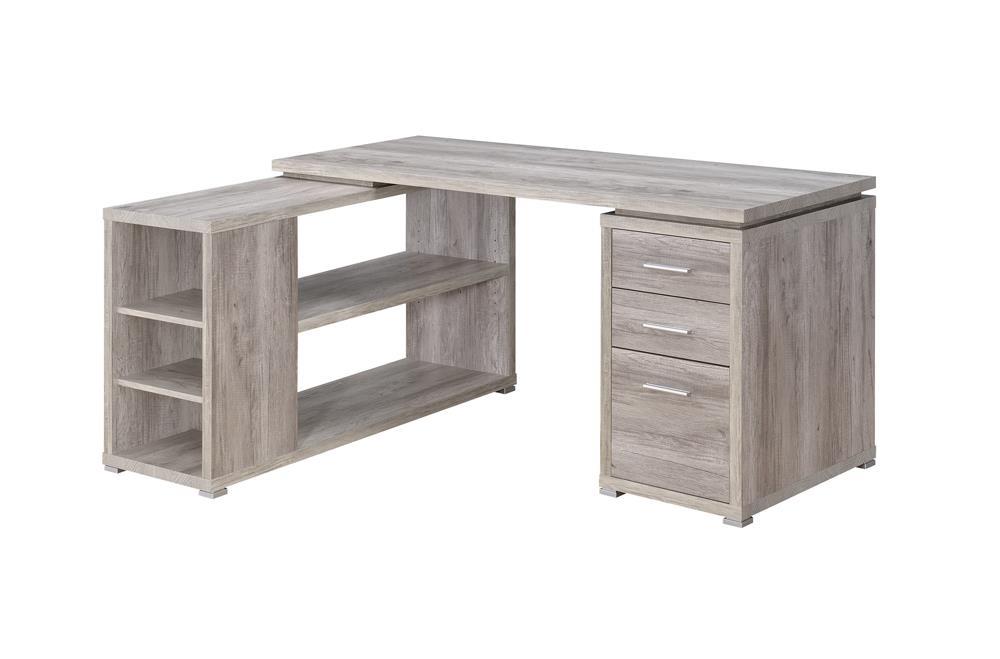 Yvette L-shape Office Desk Grey Driftwood - U&U Home Budget Furniture (Carteret, NJ)