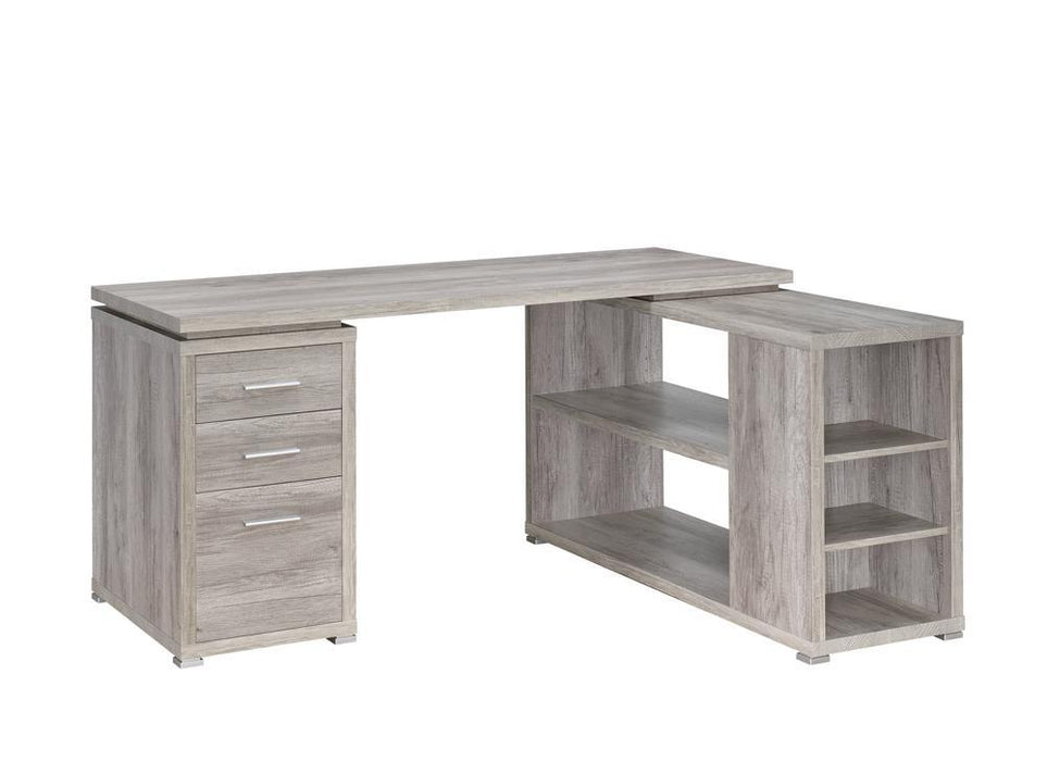 Yvette L-shape Office Desk Grey Driftwood - U&U Home Budget Furniture (Carteret, NJ)