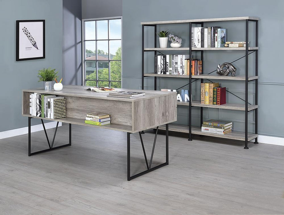 Analiese 4-shelf Open Bookcase Grey Driftwood - U&U Home Budget Furniture (Carteret, NJ)