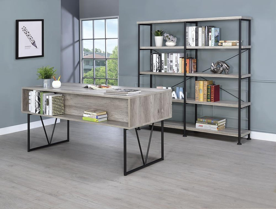 Analiese 4-shelf Open Bookcase Grey Driftwood - U&U Home Budget Furniture (Carteret, NJ)