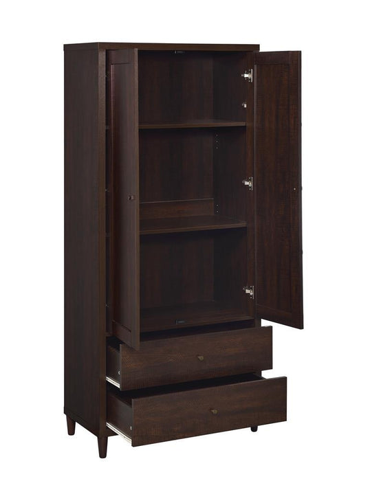 Wadeline 2-door Tall Accent Cabinet Rustic Tobacco - U&U Home Budget Furniture (Carteret, NJ)