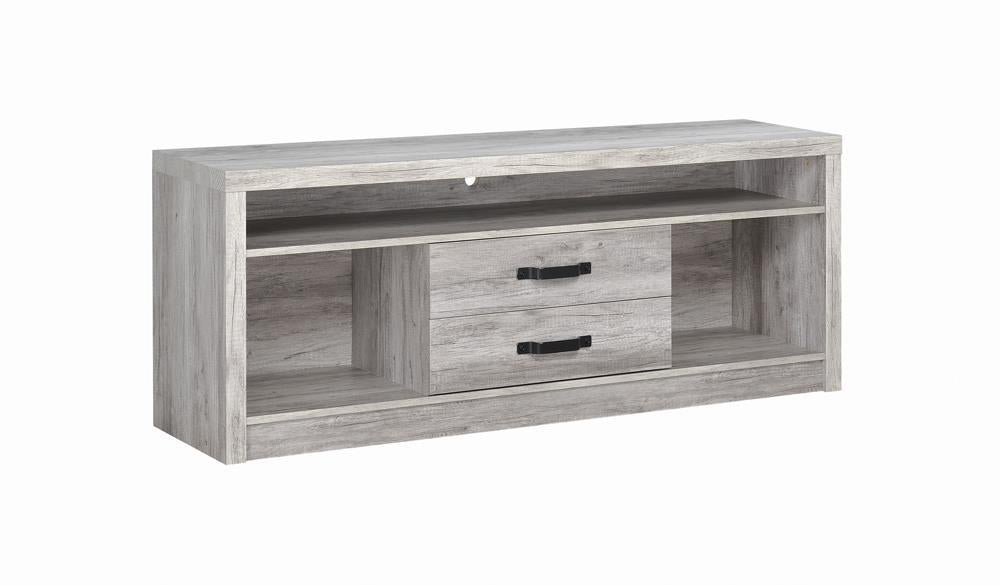 Burke 2-drawer TV Console Grey Driftwood - U&U Home Budget Furniture (Carteret, NJ)