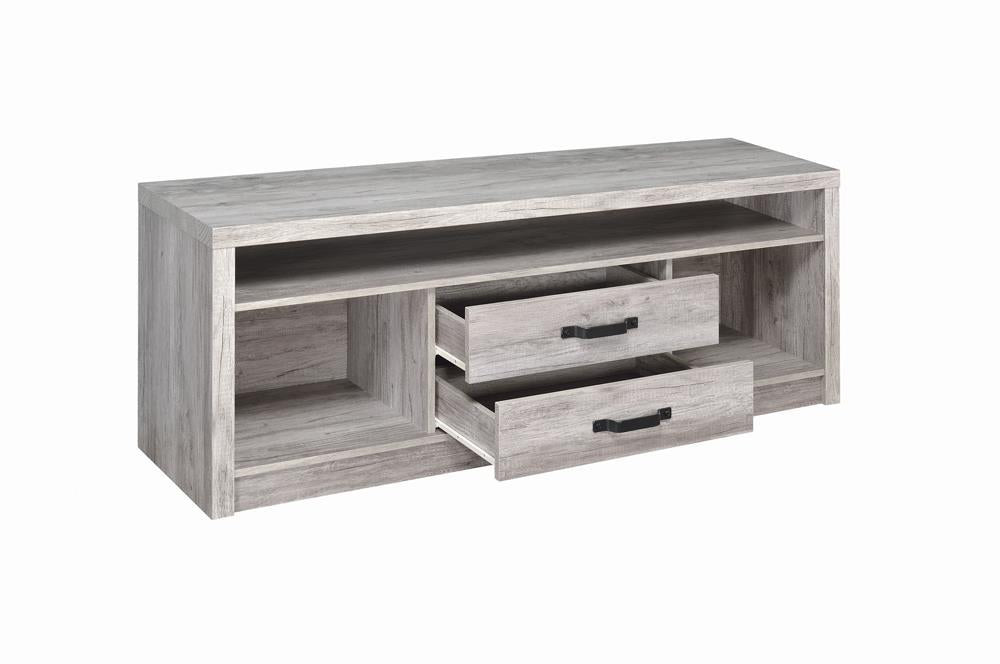Burke 2-drawer TV Console Grey Driftwood - U&U Home Budget Furniture (Carteret, NJ)
