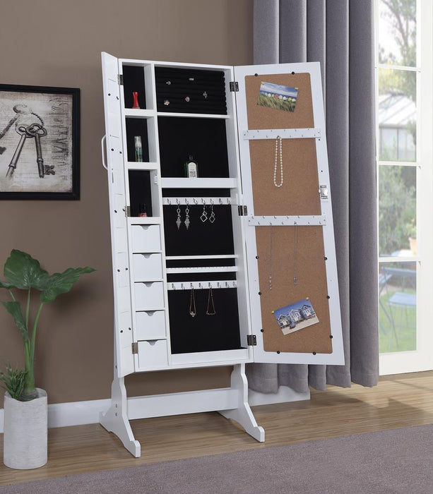 Doyle Jewelry Cheval Mirror with Picture Frames White - U&U Home Budget Furniture (Carteret, NJ)
