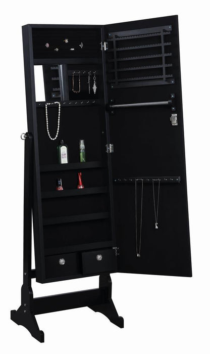 Tutuola Jewelry Cheval Mirror Black - U&U Home Budget Furniture (Carteret, NJ)