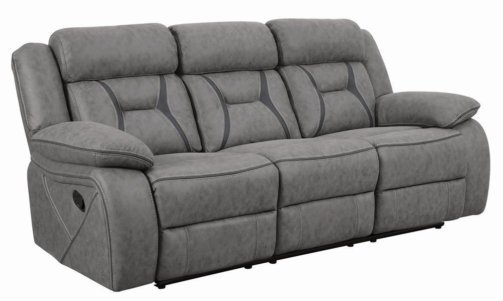 Higgins Pillow Top Arm Upholstered Motion Sofa Grey - U&U Home Budget Furniture (Carteret, NJ)