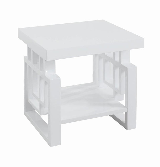 Schmitt Rectangular End Table High Glossy White - U&U Home Budget Furniture (Carteret, NJ)